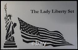 2022 Barbados Lady Liberty Set 4x 1 oz Silver Coins with Blue Nano Icing in OGP