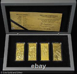 2022 Barbados The Lady Liberty Set 4x 24k Gold Plated 1 oz Silver Coins in OGP