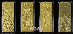 2022 Barbados The Lady Liberty Set 4x 24k Gold Plated 1 oz Silver Coins in OGP