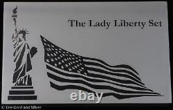 2022 Barbados The Lady Liberty Set 4x 24k Gold Plated 1 oz Silver Coins in OGP