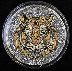 2022 Niue $5 Mandala Collection Tiger Antique Finish 2oz. 999 Silver Coin with OGP