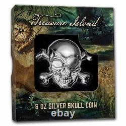 2022 PAMP 5 oz Silver $5 Treasure Island Skull Coin