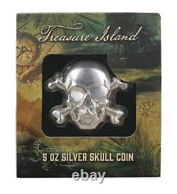 2022 Treasure Island Skull 5 oz Silver Coin Barbados