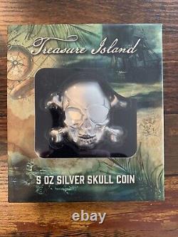 2022 Treasure Island Skull 5 oz Silver Coin Barbados New Free Ship