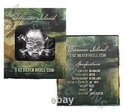 2022 Treasure Island Skull 5 oz Silver Coin from Barbados