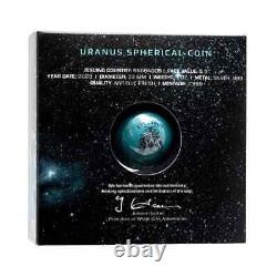 2023 1 oz Silver Uranus The Ice Giant Spherical Coin Barbados. 999 Fine withBox &