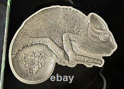 2023 3 oz Antique Barbados Silver Chameleon Coin (Box + CoA)