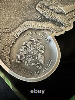 2023 3 oz Antique Barbados Silver Chameleon Coin (Box + CoA)