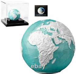 2023 $5 Barbados Planet Earth Spherical FROZEN MARBLE 3 Oz Silver Coin