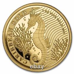 2023 Barbados 1 oz Gold Caribbean Seahorse BU