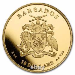 2023 Barbados 1 oz Gold Caribbean Seahorse BU