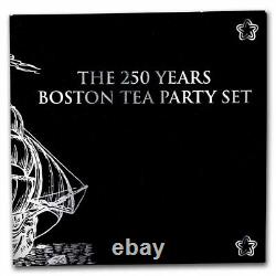 2023 Barbados 4 oz Silver Boston Tea Party 4-Coin Antique Set SKU#273502