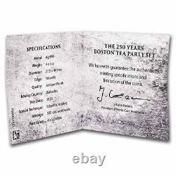 2023 Barbados 4 oz Silver Boston Tea Party 4-Coin Antique Set SKU#273502