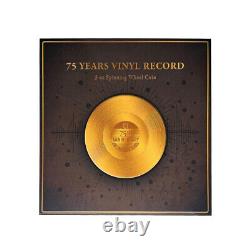 2023 Barbados $5 3-oz Silver 24-kt Gold-Plated Antiqued Spinning Vinyl Record Co