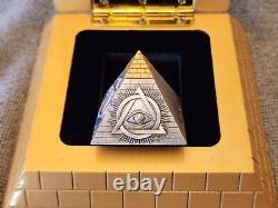 2023 Barbados $5 5oz Silver Eye of Providence Pyramid withGold Gilding & OGP/COA