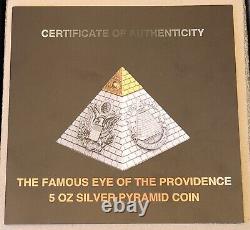 2023 Barbados $5 5oz Silver Eye of Providence Pyramid withGold Gilding & OGP/COA