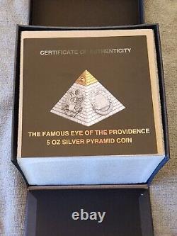 2023 Barbados $5 5oz Silver Eye of Providence Pyramid withGold Gilding & OGP/COA