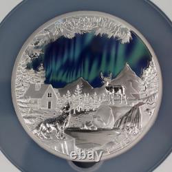 2023 Barbados 5oz Silver Proof $5 coin Northern Lights NGC PL70 with COA