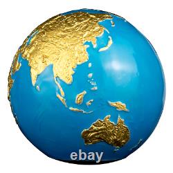 2023 Barbados Blue Marble Glow in the Dark 3oz Silver Shaped Gilded Coin