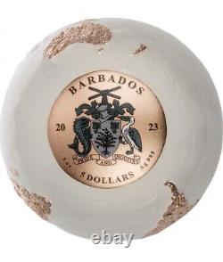 2023 Barbados Bright Marble 3oz Silver Spherical Coin