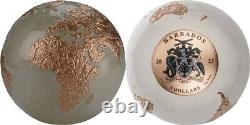 2023 Barbados Bright White Translucent Rose Gold Marble Earth 3oz Silver Coin