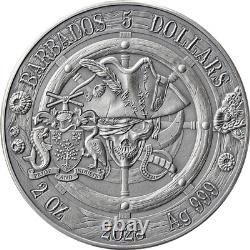 2023 Barbados Captain's of Fortune Queen Anne's Revenge 2 oz Silver Coin