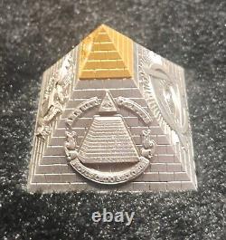 2023 Barbados Eye Of Providence 5 Oz Pyrimid With Gold Gilding