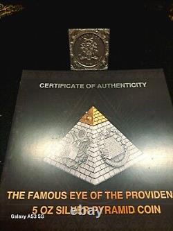 2023 Barbados Eye Of Providence 5 Oz Pyrimid With Gold Gilding