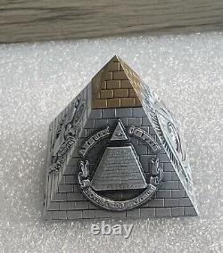 2023 Barbados Eye of Providence Pyramid Shape 5oz. 999 Silver Antiqued Coin