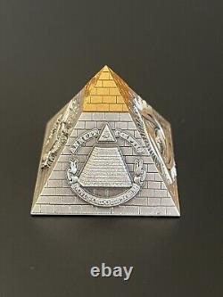 2023 Barbados Eye of Providence Pyramid Shape 5oz. 999 Silver Antiqued Coin