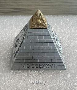 2023 Barbados Eye of Providence Pyramid Shape 5oz. 999 Silver Antiqued Coin