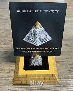 2023 Barbados Eye of Providence Pyramid Shape 5oz. 999 Silver Antiqued Coin