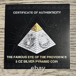 2023 Barbados Eye of Providence Pyramid Shape 5oz. 999 Silver Antiqued Coin