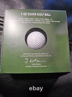 2023 Barbados Golf Ball Spherical 1 Oz Silver Icon Mint