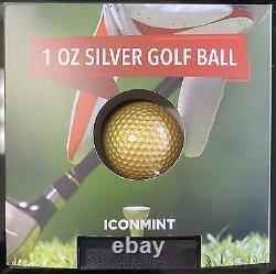 2023 Barbados Golf Ball Spherical 1 Oz Silver Icon Mint