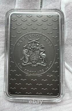 2023 Barbados The Batman 3 Oz $5 Silver Uhr Antique Bar Coin Low Mintage 250