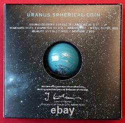 2023 Barbados Uranus Spherical Colorized Coin 1 oz. Silver, Box/COA, Free Ship