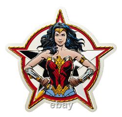 2023 Barbados Wonder Woman 5 oz. 999 Silver Colorized Proof Coin Justice League