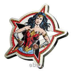 2023 Barbados Wonder Woman 5 oz. 999 Silver Colorized Proof Coin Justice League