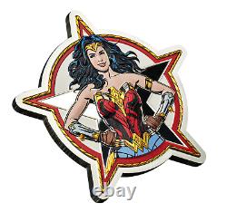 2023 Barbados Wonder Woman 5 oz. 999 Silver Colorized Proof Coin Justice League