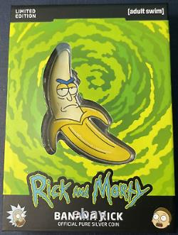 2024 1 Oz Silver Barbados Banana Rick Colorized Coin Adult Swim WB Rick & Morty