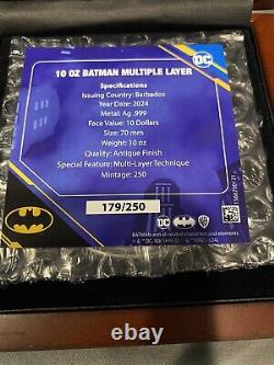 2024 Barbados 10 oz Silver Batman The Dark Knight DC Comics Coin #179 Of 250