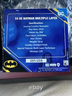 2024 Barbados 10 oz Silver Batman The Dark Knight DC Comics Coin #201 Of 250