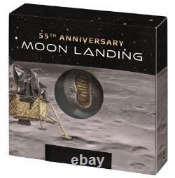 2024 Barbados 55th Ann. Moon Landing 1oz Silver Antiqued Spherical Coin