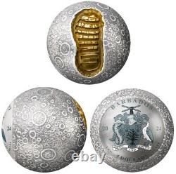 2024 Barbados 55th Ann. Moon Landing 1oz Silver Antiqued Spherical Coin