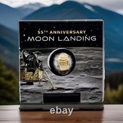 2024 Barbados 55th Anv Moon Landing 1oz Silver Antiqued Spherical Coin