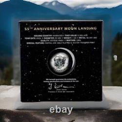 2024 Barbados 55th Anv Moon Landing 1oz Silver Antiqued Spherical Coin