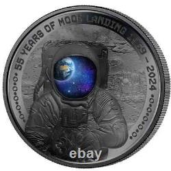 2024 Barbados First Man on the Moon Black Proof 1 oz Silver Coin