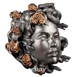 2024 Barbados Medusa 3 oz Silver Antiqued 3D Shaped Coin NGC MS 70 HUGE SLAB FR