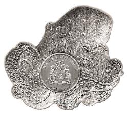 2024 Barbados The Octopus Shaped 3 oz Silver Coin 1499 Mintage